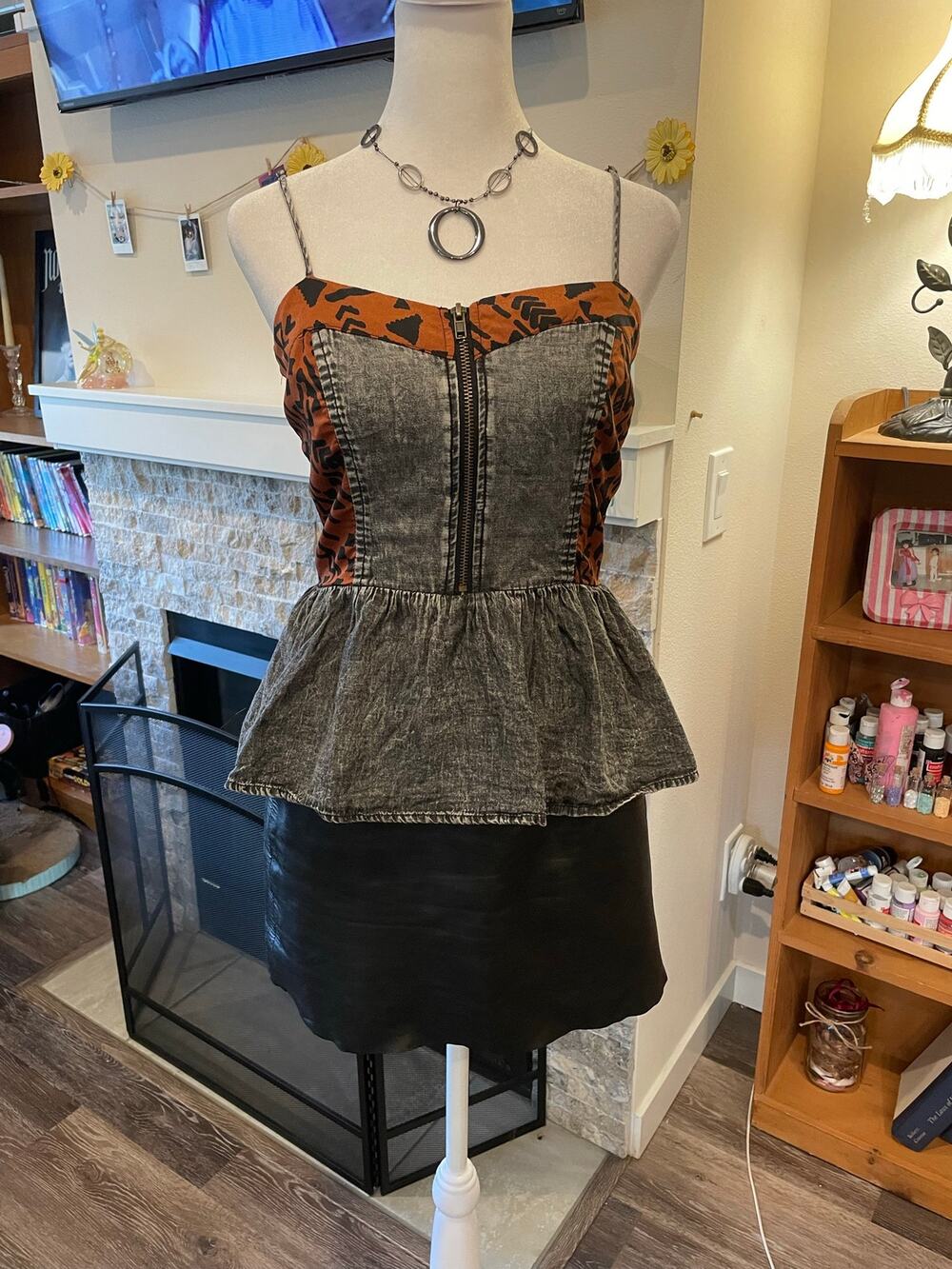 mimichica y2k vintage peplum zip up top